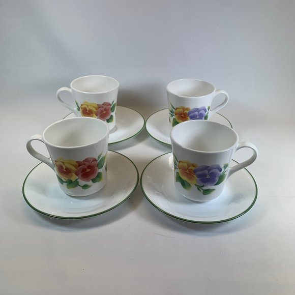 Corelle Other - Corelle  SUMMER BLUSH 4 cups & 4 saucers pansy
